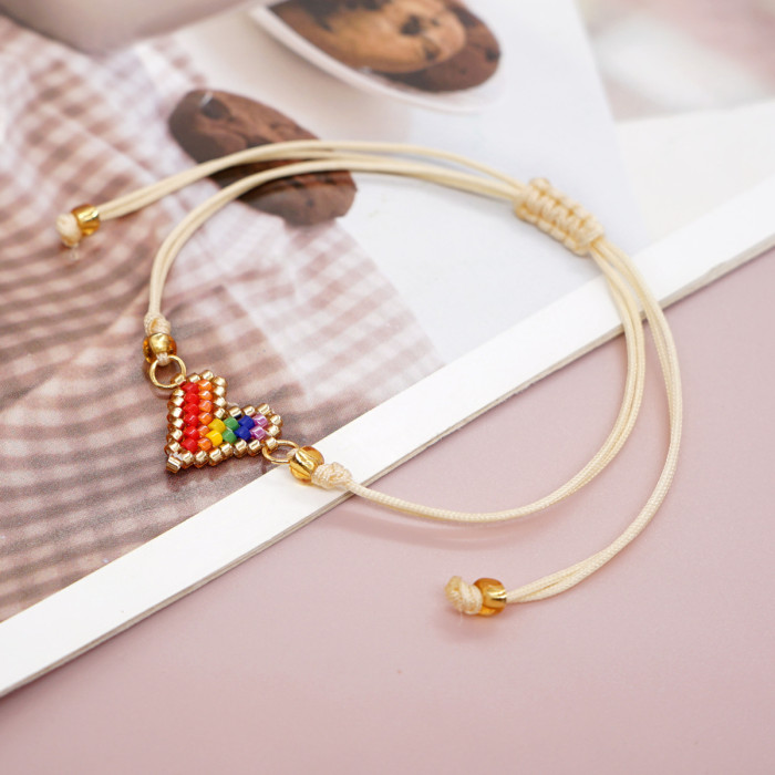 2025 New Style Multicolor Heart Miyuki Bracelet Bohemian LOVE Letter Bracelet for Women