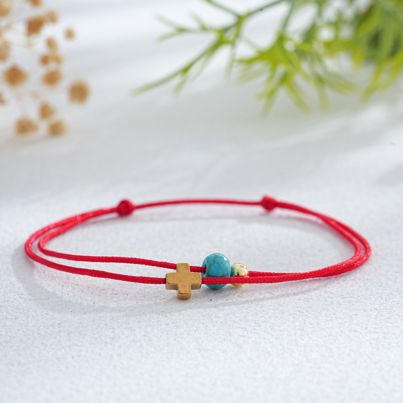 European and American Cross-Border Hot-Selling Multi-Layer Red Rope Bracelet Lucky Cross Luxury Niche Couple Jewelry High-End Feel