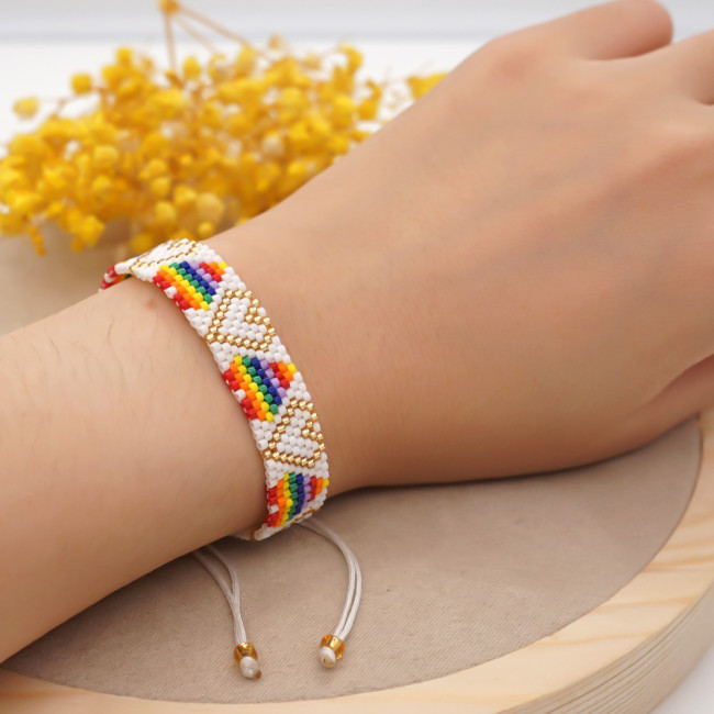 Cross-Border Hot-Selling Personality Bohemian Colorful Miyuki DB Antique Beads Miyuki Triangle Hand-Woven Bracelet