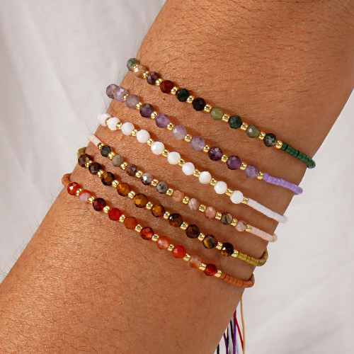 Cross-Border Fashion Trend Beaded Bracelet Exquisite Handmade Woven Layered Semi-Precious Stone Bracelet Women's Best Friend Gift