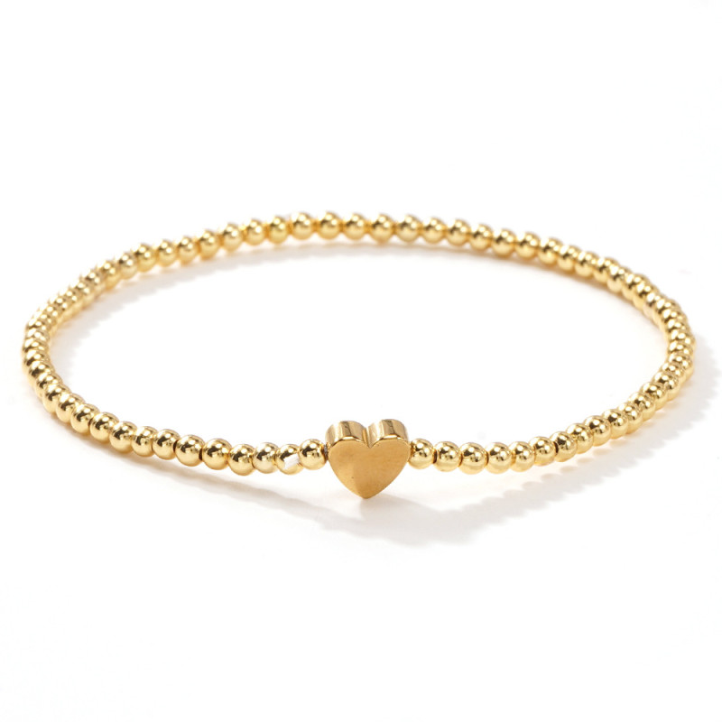 Natural Stone Pink Crystal Bracelet Handmade Woven Heart Accessories Gold Beads Cross-Border Exclusive Customizable