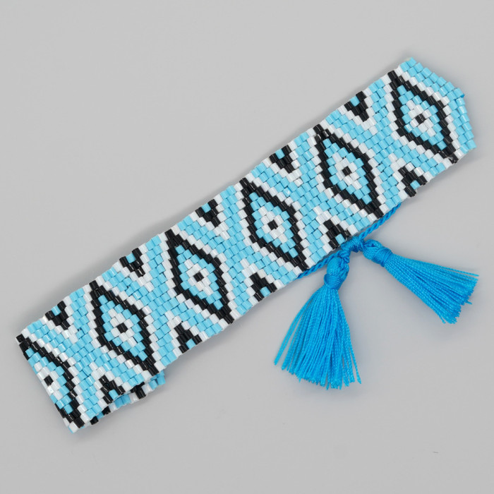 Creative Ethnic Style Tassel Bracelet European and American Street Retro Diamond Embroidery Pattern Handwoven Festival Bracelet