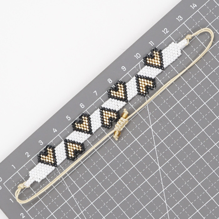 Fashionable Personality Retro Heart Miyuki Bracelet New Rivet Handmade Woven Bracelet Set