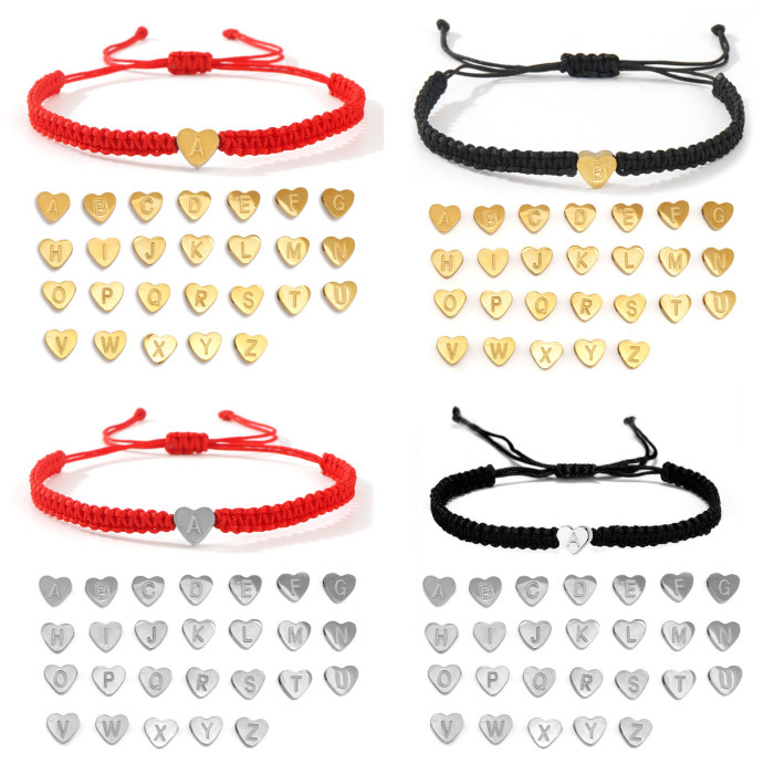 Nylon Rope Woven Heart Letter Bracelet for Friends, Besties, Couples, Commemorative Bracelet, Zodiac Year, Men and Women Red Rope Bracelet