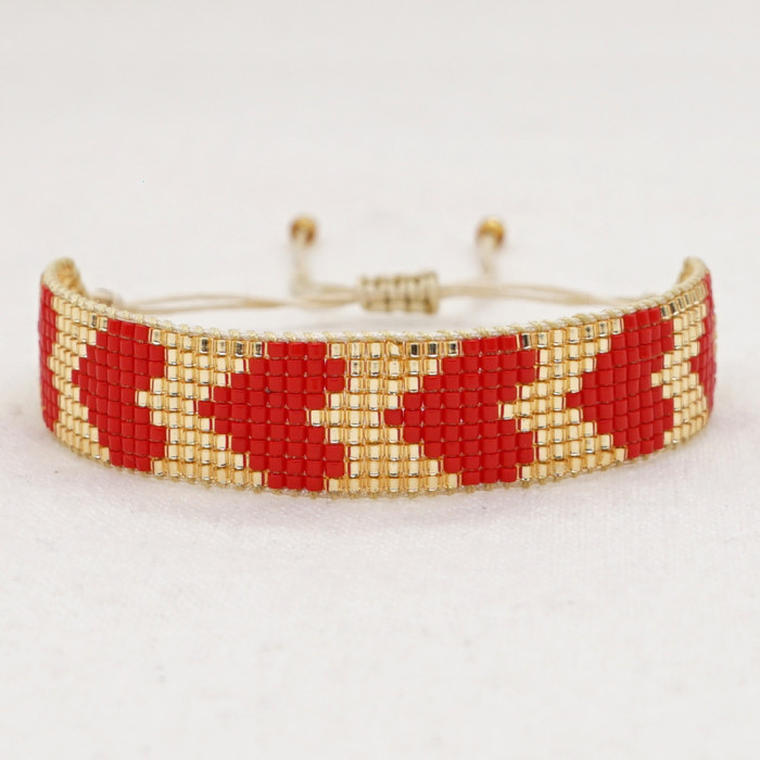 Bohemian Style Handmade Woven Beaded Bracelet Miyuki Beads Women Summer Fashion Red Heart Pattern Jewelry