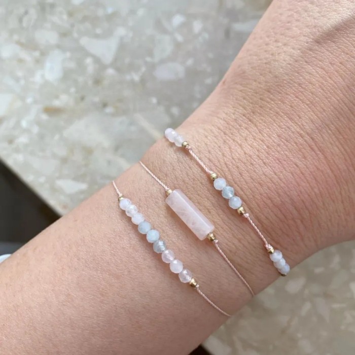 Cross-Border INS Style Hand-Woven Semi-Precious Stone Bracelet for Women Adjustable Moonstone White Crystal Beaded Bracelet Wholesale