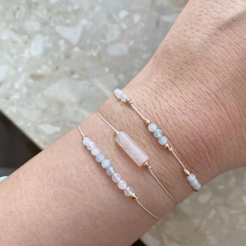 Cross-Border INS Style Hand-Woven Semi-Precious Stone Bracelet for Women Adjustable Moonstone White Crystal Beaded Bracelet Wholesale