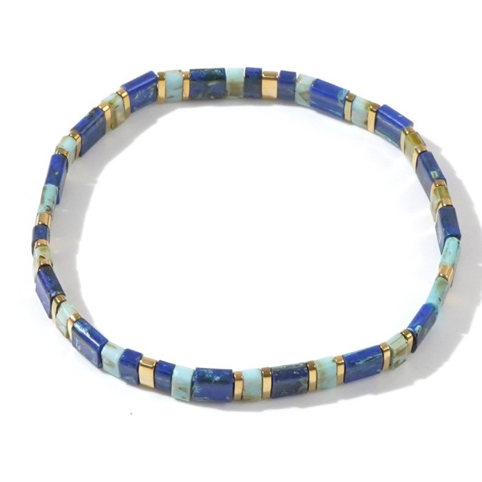 Original Design Jewelry Tila Beads Handmade Woven Bracelet for Men and Women Couples Layered Beaded Elastic Cord Brac...