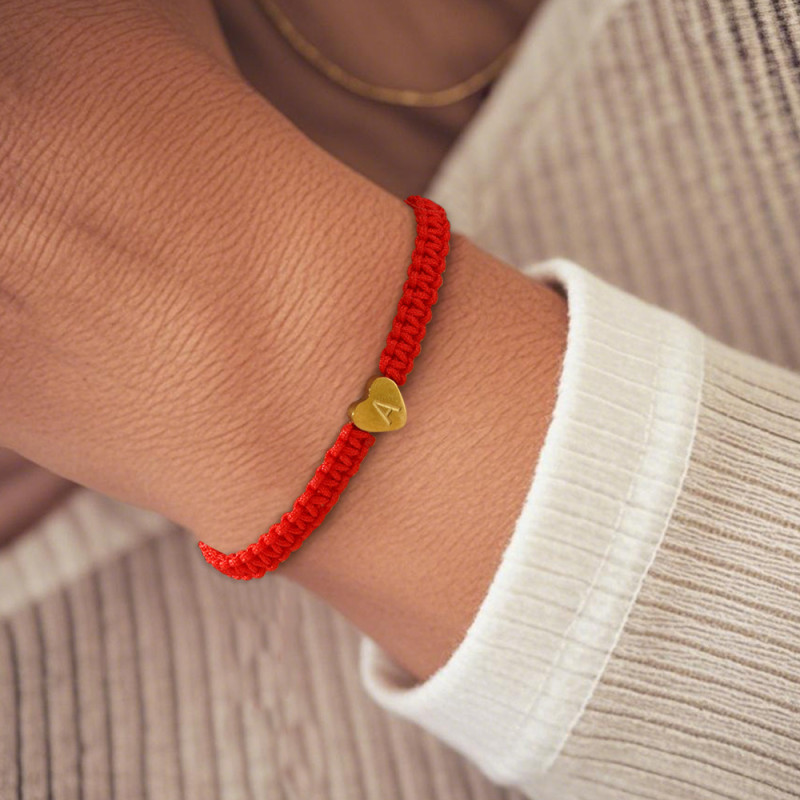 Nylon Rope Woven Heart Letter Bracelet for Friends, Besties, Couples, Commemorative Bracelet, Zodiac Year, Men and Women Red Rope Bracelet