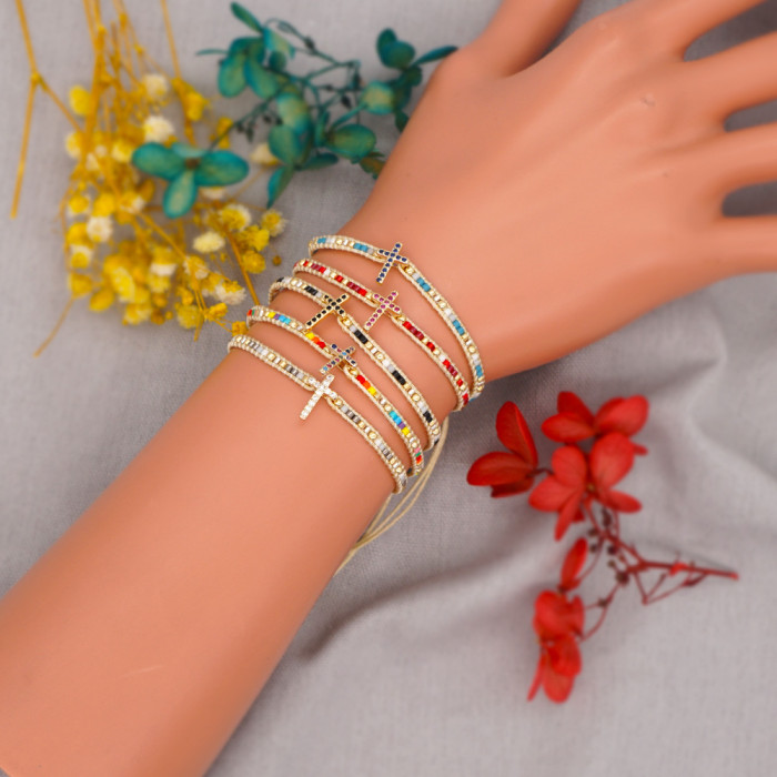 Brilliant Hip-Hop Style Colorful Gemstone Bracelet Micro-Inlaid Rainbow Zirconia Sparkling Diamond Clasp Bracelet Gold Australian Factory Direct Sale Jewelry
