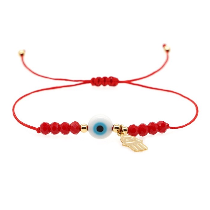 2025 Zodiac Year Lucky Red String Bracelet Stackable DIY Handmade Woven Beaded Bracelet Eye Bead Couple Bracelet