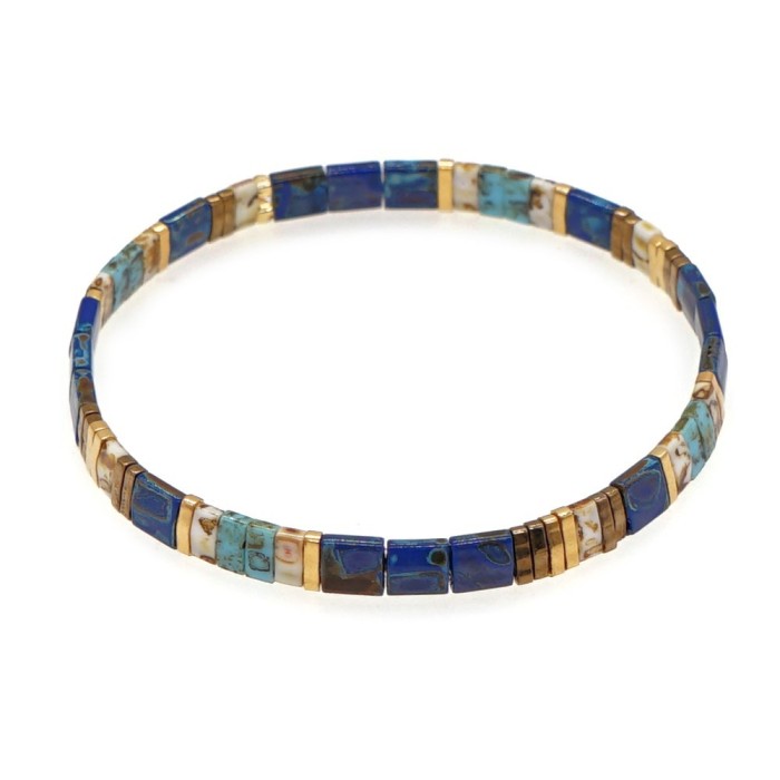 Original Design Jewelry Tila Beads Handmade Woven Bracelet for Men and Women Couples Layered Beaded Elastic Cord Brac...