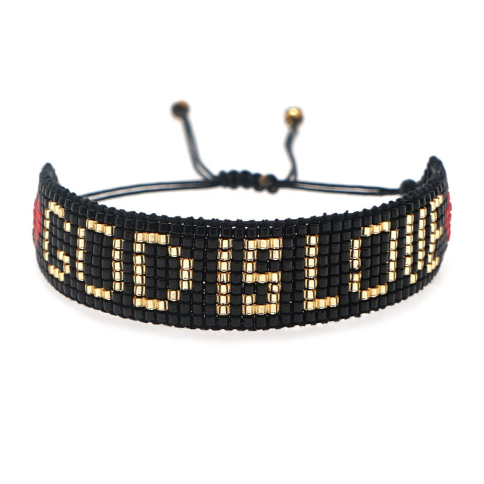 INS Hot Selling Miyuki Bohemian Style Handmade Woven LOVE Letter MOM Bracelet