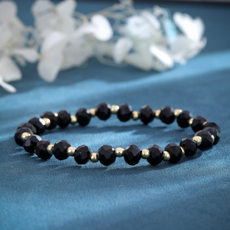 High-end Black Crystal Bracelet Light Luxury Elegant Fashion Woven Jewelry Cross-border Hot-selling Men's Crystal Flat Bracelet