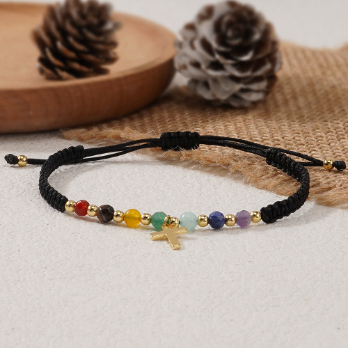 Amazon New Product Black Jewelry Rope Flat Knot Braided Bracelet Niche Design Commuting Versatile Jewelry