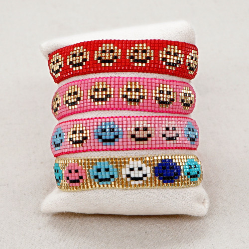 INS New Colorful Smiley Face Letter MIYUKI Bracelet Set Smiley Face Rainbow Smiley Face Beaded Bracelet