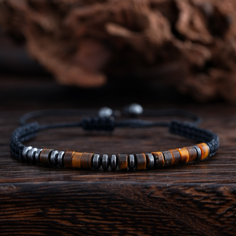 Cross-Border New Morse Code Bracelet Wooden Beads Magnetic Rope Handmade Braided Morse Code Bracelet