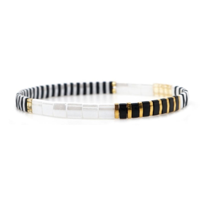 Original Design Jewelry Tila Beads Handmade Woven Bracelet for Men and Women Couples Layered Beaded Elastic Cord Brac...