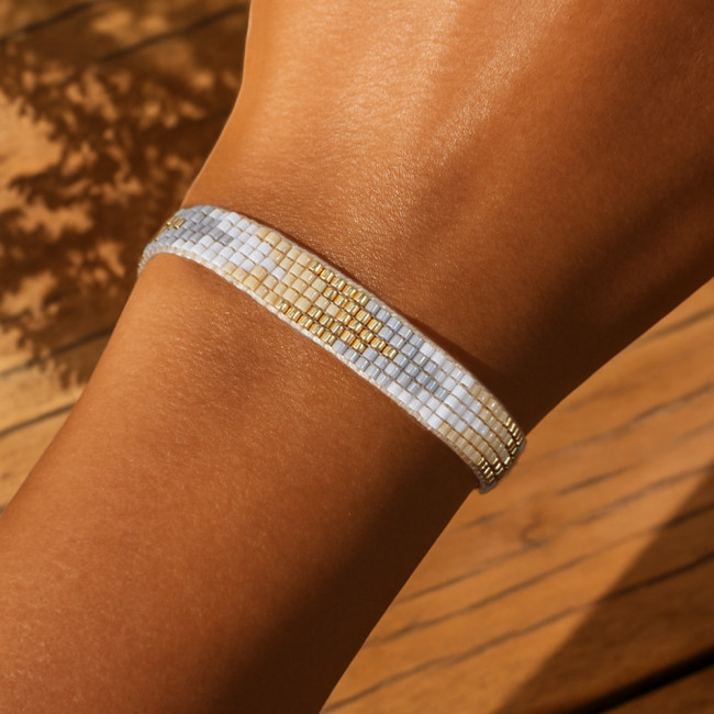 New Miyuki Bracelet Bohemian Ethnic Style Beaded Weave Platinum Gray Simple Bracelet for Women