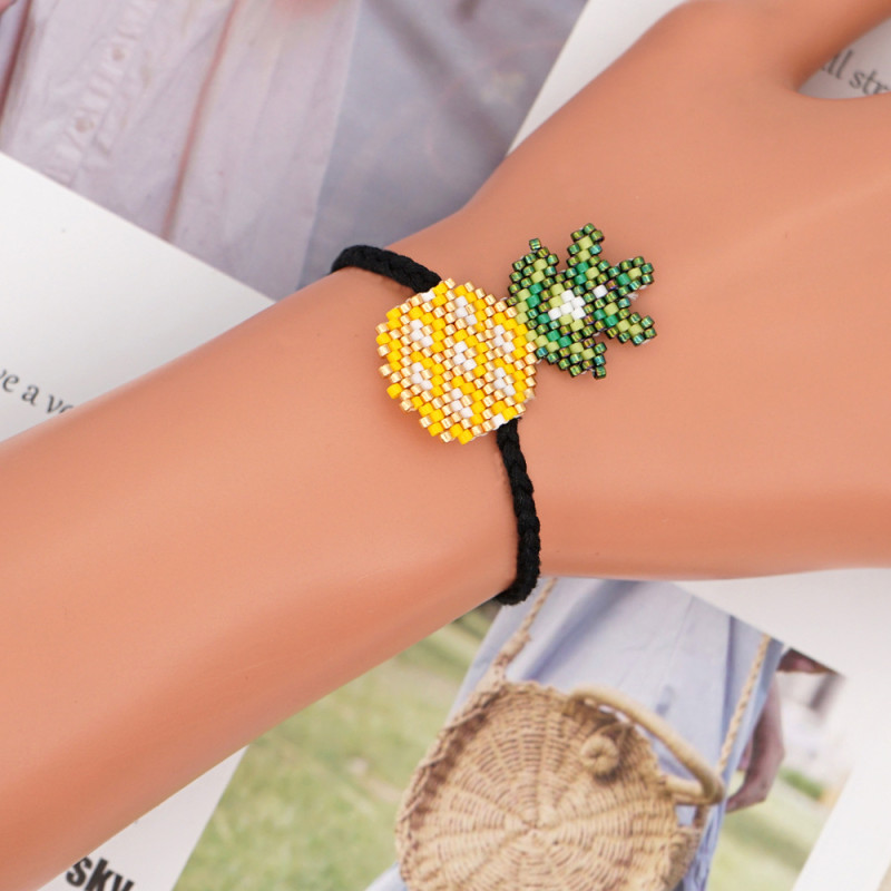 New Plant Pattern Pineapple Miyuki Bracelet Bohemian Vacation Style Handmade Adjustable Bracelet for Women
