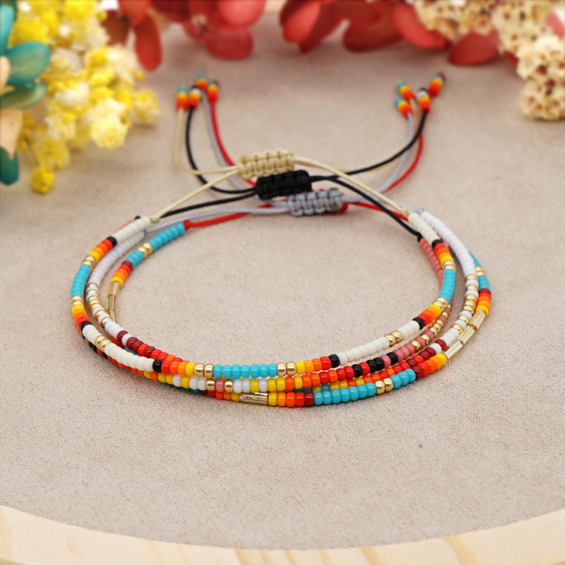 Bohemian Style Indian Latin American Native Tribe Miyuki Colorful Small Bracelet Beaded Couple Jewelry Geometric