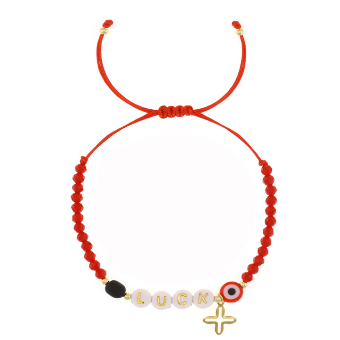 Hot-Selling Cross Crystal Beaded Bracelet Hand-Woven Evil Eye Lucky Character Bracelet Women's Jewelry