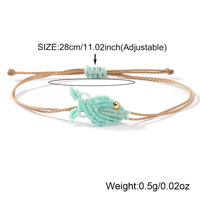 Handmade Woven Fish Bracelet for Women Ethnic Style Colorful Rope Adjustable Ins Niche Best Friend Jewelry