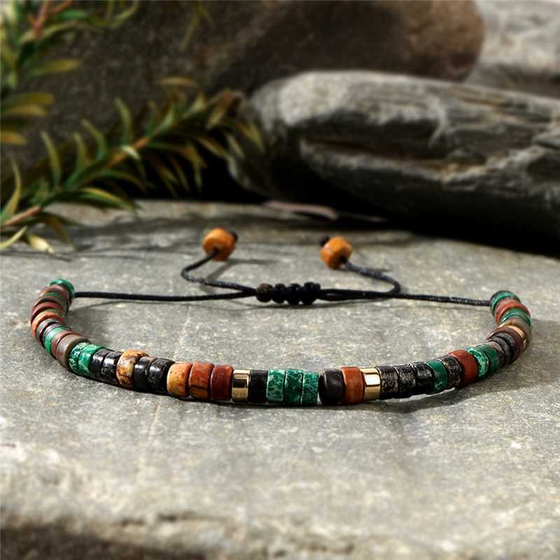 Cross-Border Hot-Selling Vintage Bohemian Style Iron Gallstone Semi-Precious Natural Stone Adjustable Bracelet for Men and Women