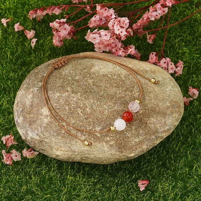 Forest Style Natural Stone Bracelet Personalized Design Handmade Adjustable Color Block Stone Bracelet for Women Ins Style Wristband