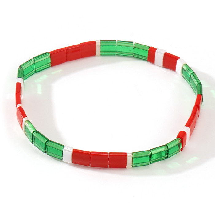 Original Design Jewelry Tila Beads Handmade Woven Bracelet for Men and Women Couples Layered Beaded Elastic Cord Brac...