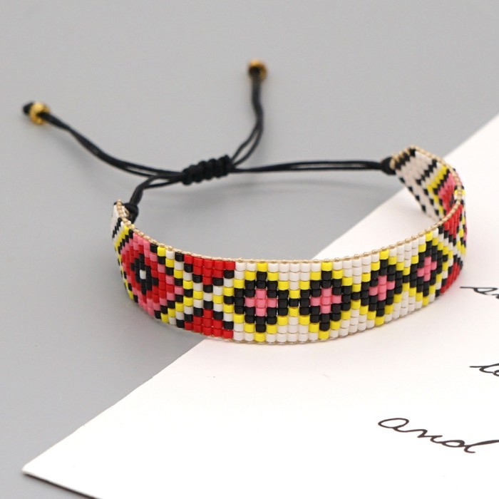 Cross-border Bohemian Style Handmade Woven Rhombus Bracelet Women's Jewelry Amazon European and American Jewelry