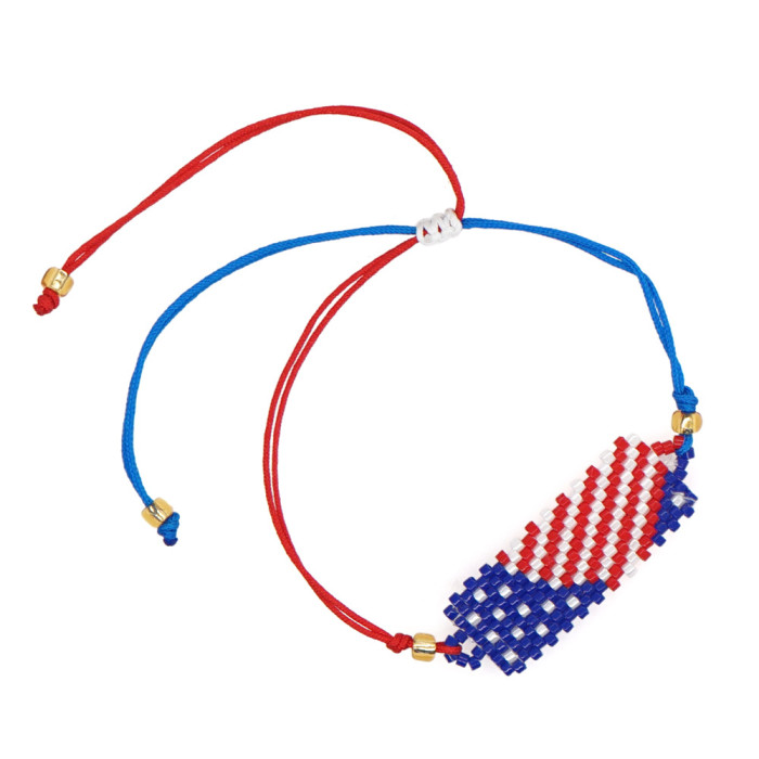 Ethnic Style Handmade Miyuki Bracelet Personality Fashion Independence Day Heart Geometric Pattern Bracelet for Women