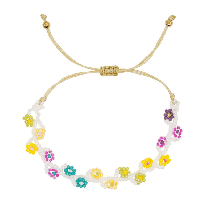 Little Daisy Peach Blossom Bracelet Handmade Woven Rope Best Friend Bracelet DIY Kit Christmas Gift for Girlfriend Se...