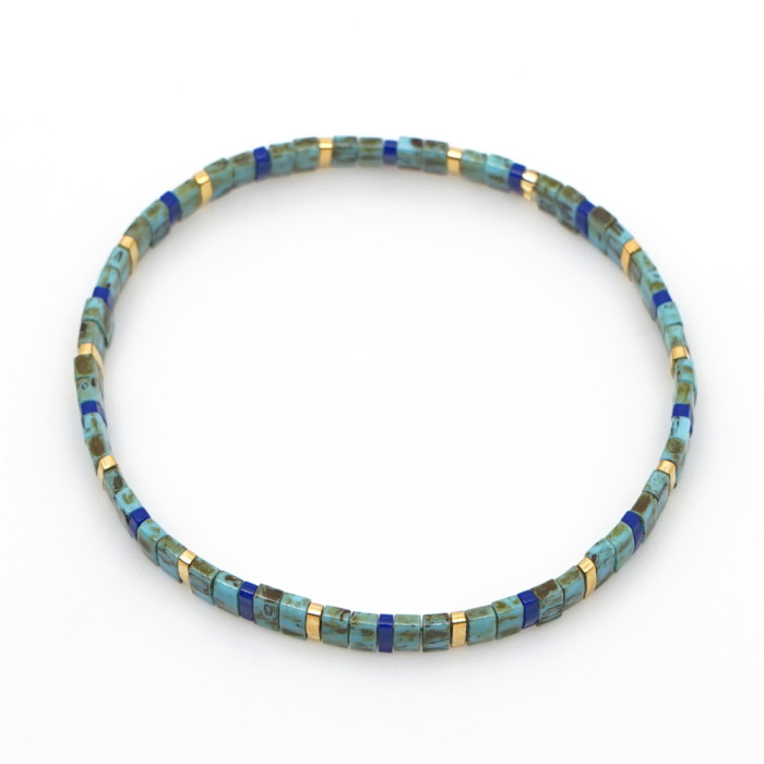 Original Design Jewelry Tila Beads Handmade Woven Bracelet for Men and Women Couples Layered Beaded Elastic Cord Brac...