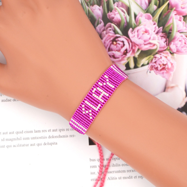 INS Cross-Border Hot Selling Miyuki Bohemian Style Handmade Woven LOVE Letter MOM Bracelet