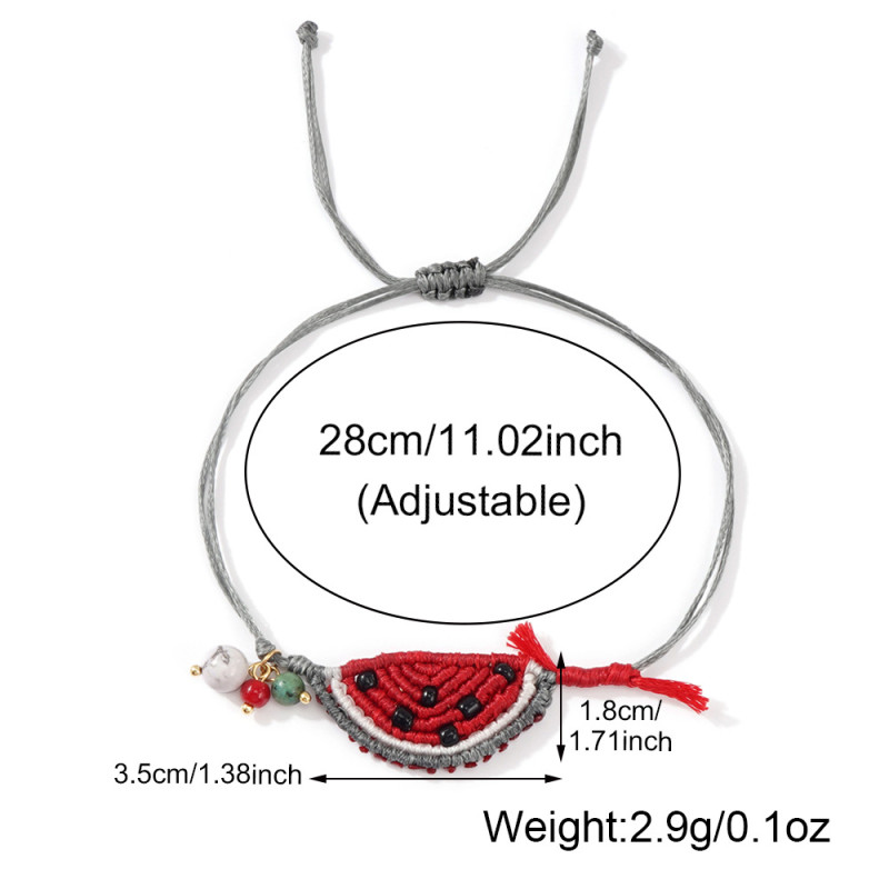 Summer Limited Flat Wax Thread Watermelon Bracelet Handmade Weaving Not Easy to Snag Best Friend Couple Same Style Personalized Jewelry