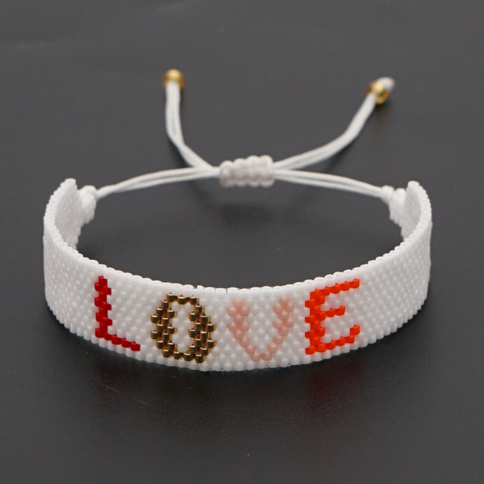 Original Design Hot-Selling New MIYUKI Colorful Checkered Heart Hand-Woven Glass Stainless Steel Bracelet