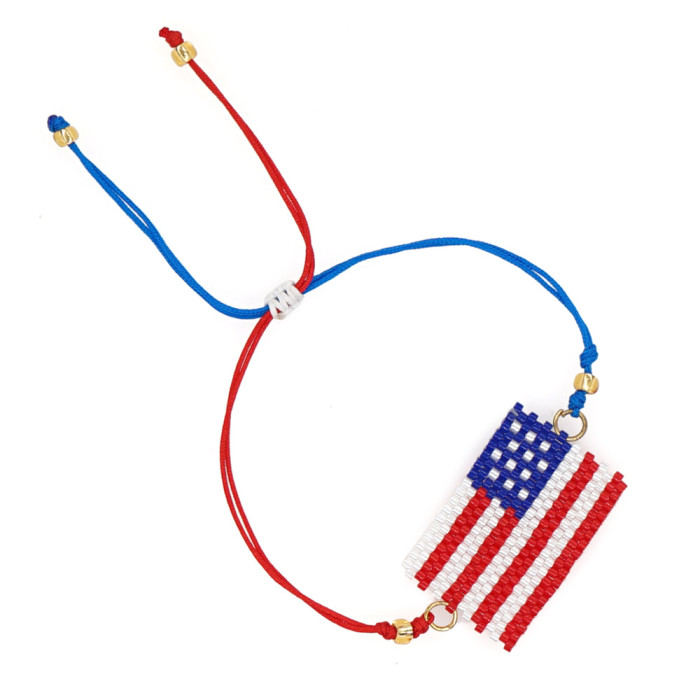 Ethnic Style Handmade Miyuki Bracelet Personality Fashion Independence Day Heart Geometric Pattern Bracelet for Women