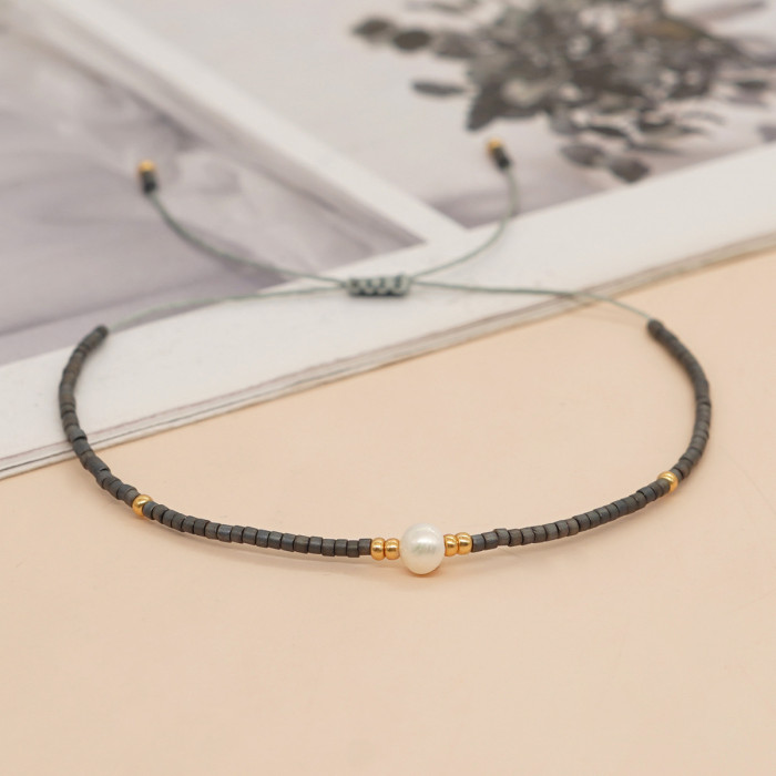 Cross-border Bohemian Style Natural Pearl Beaded Bracelet Hand-woven Adjustable Thin Bracelet for Women In Stock Wholesale