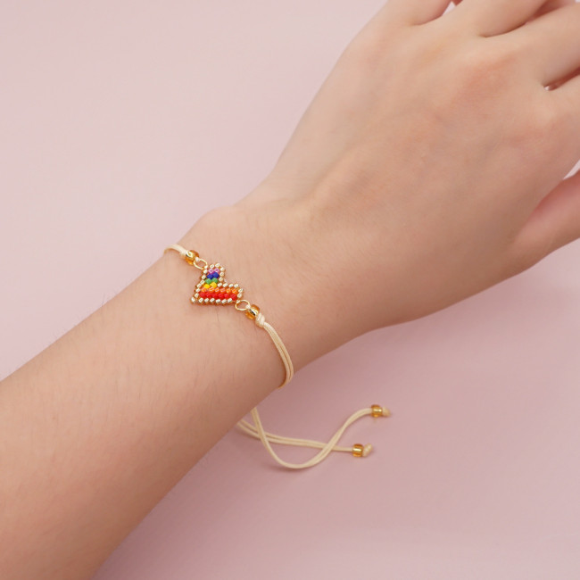 2025 New Style Multicolor Heart Miyuki Bracelet Bohemian LOVE Letter Bracelet for Women