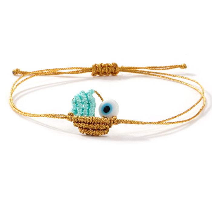 INS Same Style Gold Thread Woven Devil's Eye Bracelet Hot-Selling Summer New Adjustable Gold Rope Bracelet