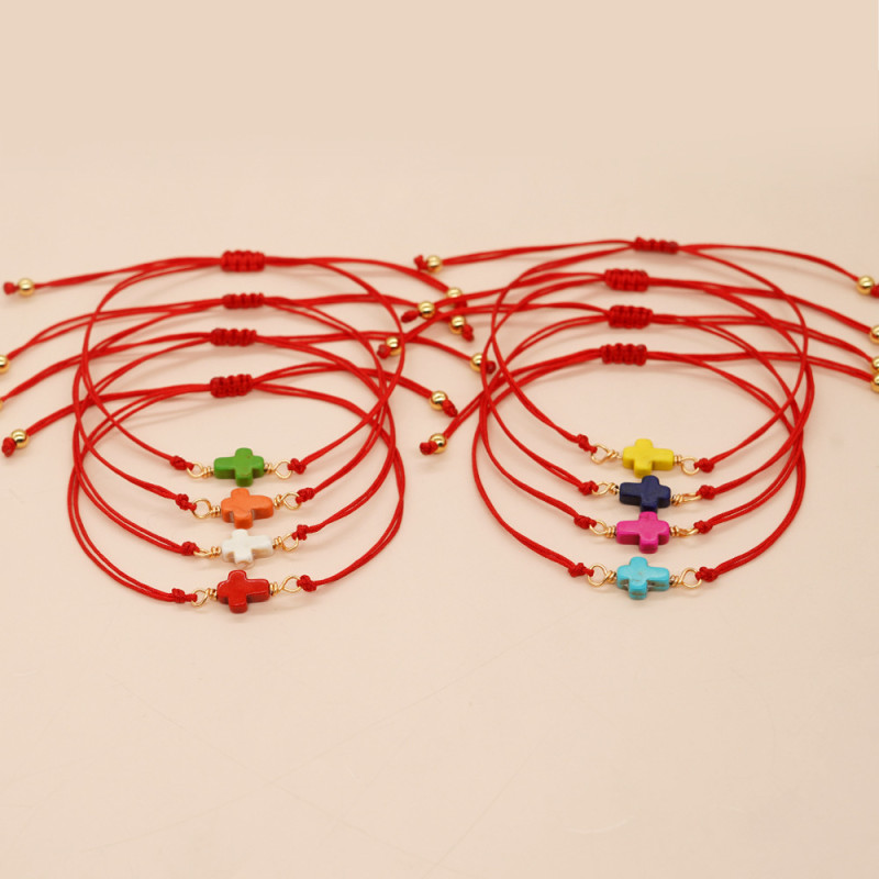 Handmade Woven Red Rope Cross Bracelet for Women, Adjustable Drawstring, Unique Design, Couple or Best Friend Bracelet Jewelry