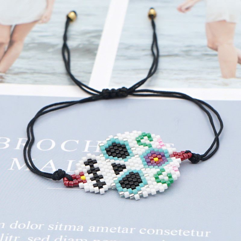 Cross-border European and American Bohemian Ethnic Style Miyuki Bracelet Handmade Woven Skull Creative Halloween Bracelet