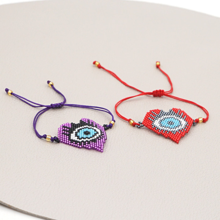 INS Demon Eye European and American Cross-Border MIYUKI Jewelry Turkish Eye Heart Handmade Beaded Bracelet for Women