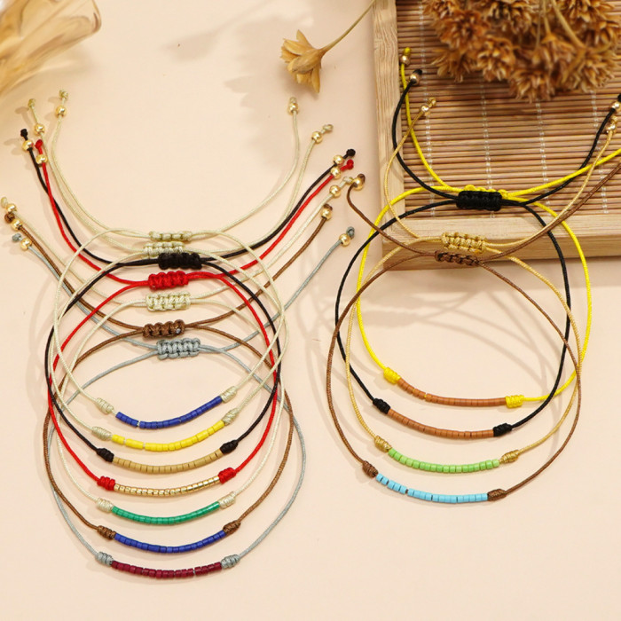 Hand-woven Gradient Crystal Bracelet Summer Gift for Couples Men and Women Small Hand Jewelry Bohemian Style Bracelet...