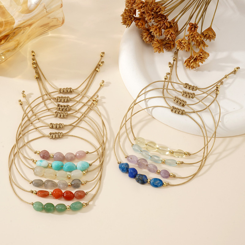 European and American Cross-Border Hot-Selling Colorful Crushed Stone Semi-Precious Stone Bracelet Adjustable Niche High-End Handmade Beaded Wholesale