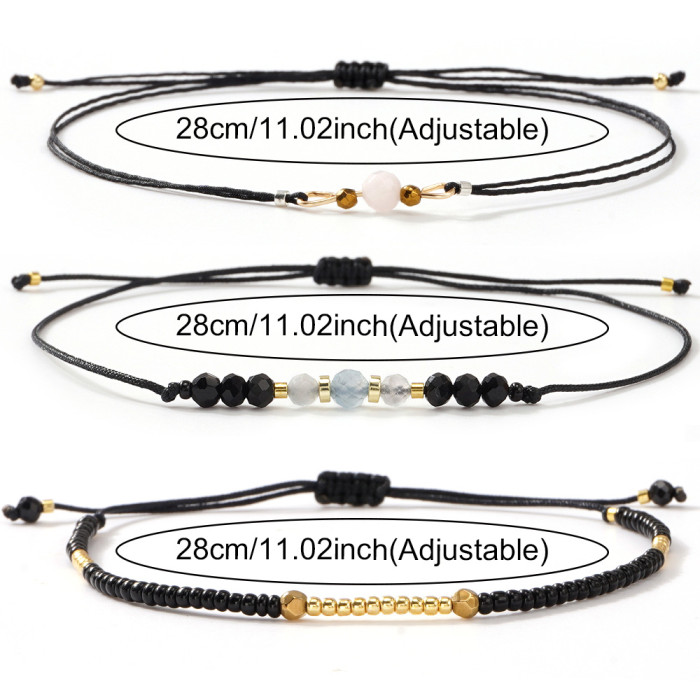 Cross-Border Hot Selling Natural Stone Beaded Bracelet Handmade Adjustable Bracelet Niche Design Couple Jewelry Wholesale
