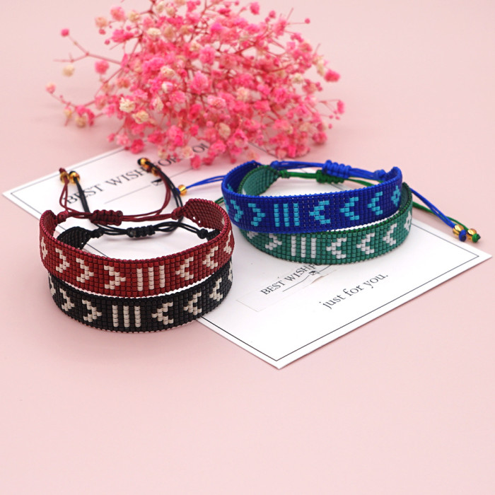 New Style Personality Miyuki Bracelet Set Fashion 8-Piece Set Geometric Pattern Handmade Woven Bracelet