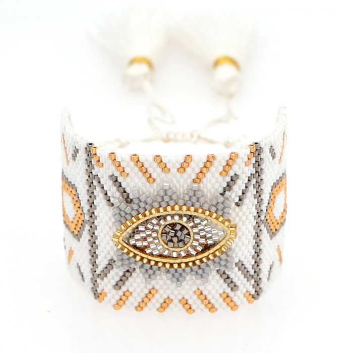 Vintage Mori Style Miyuki Bracelet 3D Demon Eye Handmade Adjustable Ethnic Style Bracelet Set