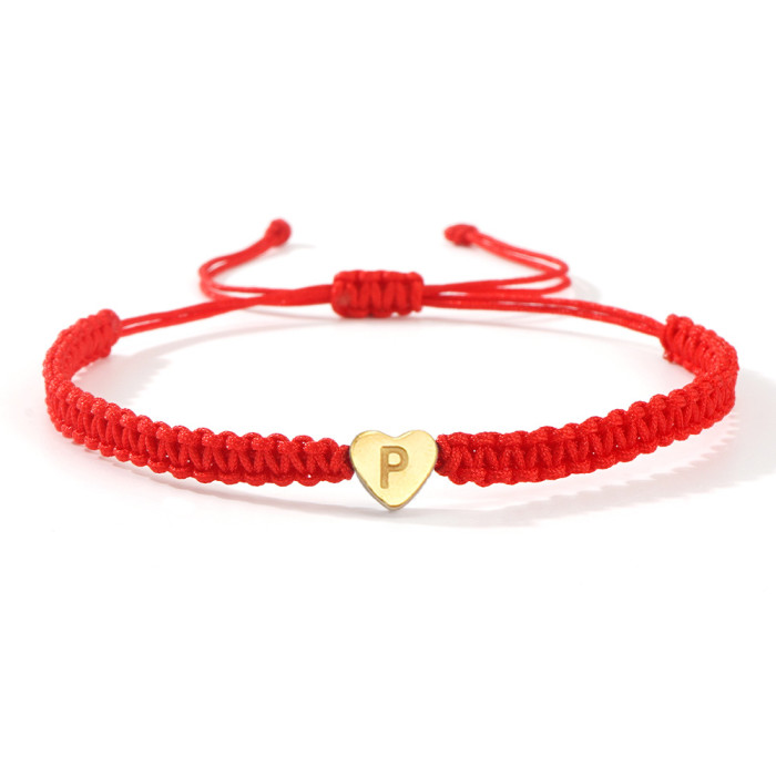 Nylon Rope Woven Heart Letter Bracelet for Friends, Besties, Couples, Commemorative Bracelet, Zodiac Year, Men and Women Red Rope Bracelet